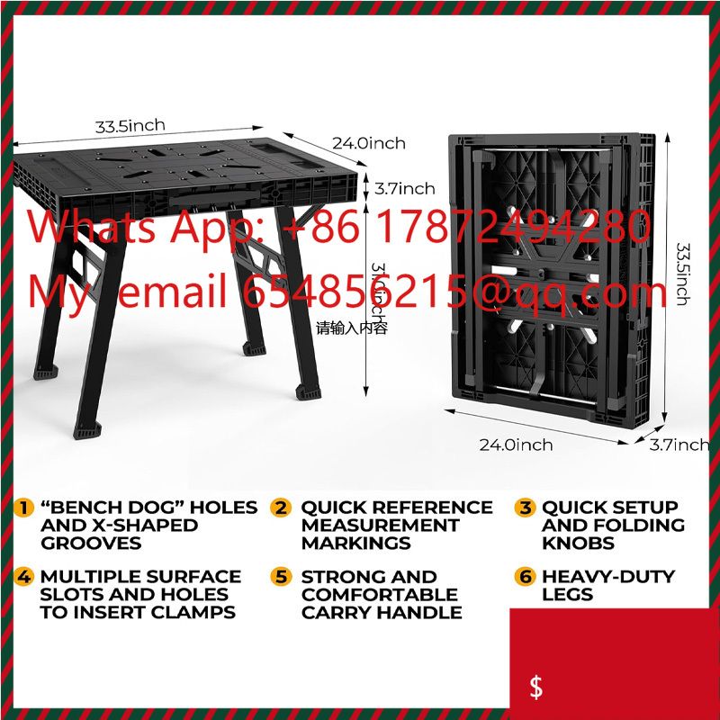 Workbench Portable Fold - Einfach zu installierende tragbare, zusammenklappbare Sägeblockwerkbank,