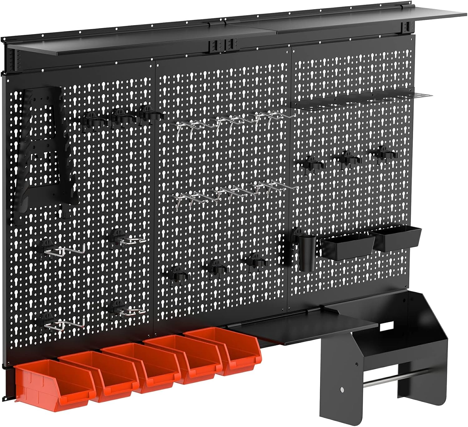 Workshop Tools Hanging - Metall-Lochplatten-Wand-Organizer-Set, Garagenwerkzeug-Aufbewahrungssystem, Schwerlast-Hängebrett mit Aufbewahrungsboxen und
