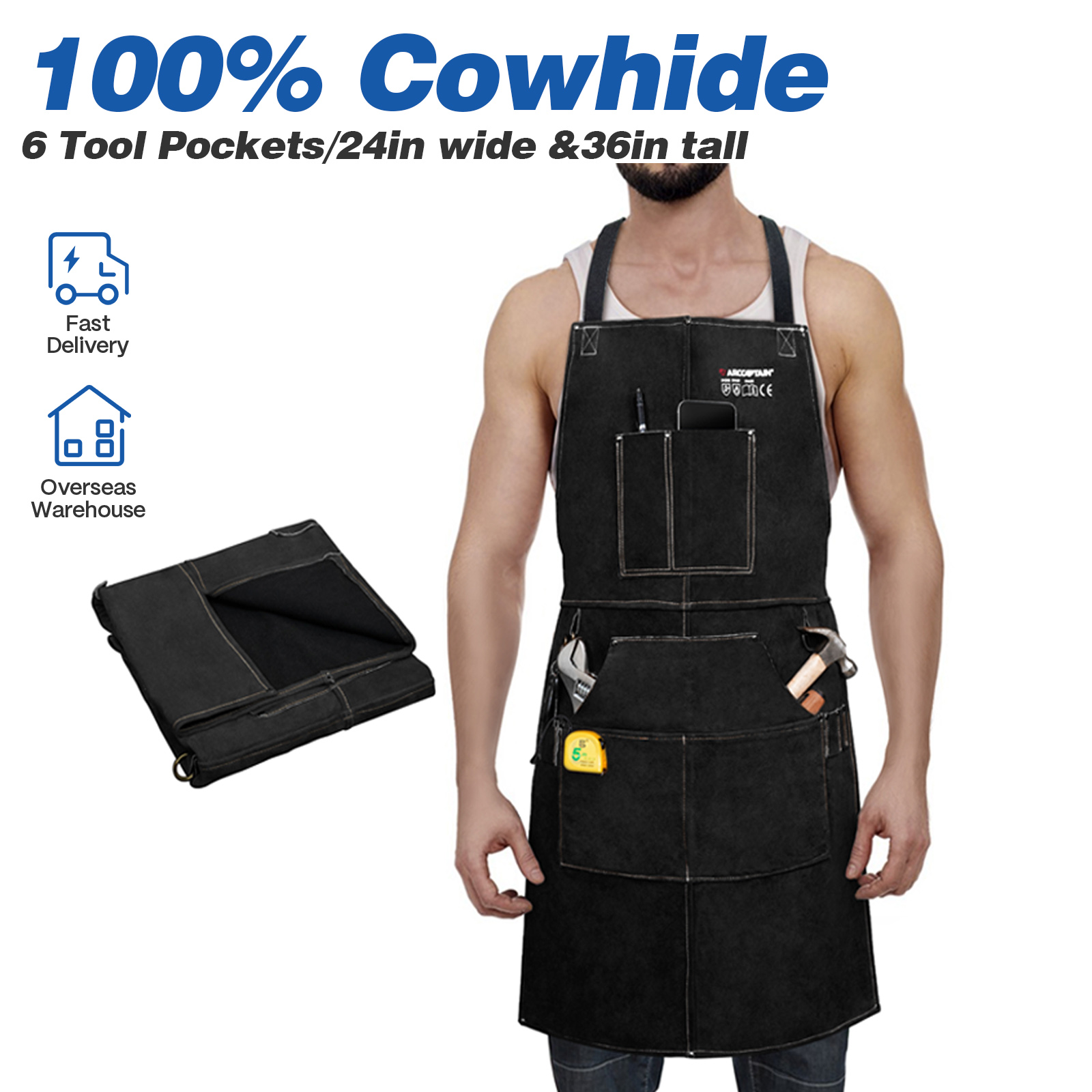 Mini Workshop Tools - ARCCAPTAIN Schweißarbeitsschürze aus Leder, hitzeflammenbeständig, Schmied-Schweißschürzen